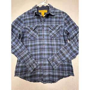 Stapleford Shirt 100% Cotton Plaid Blue Black Medium Mens